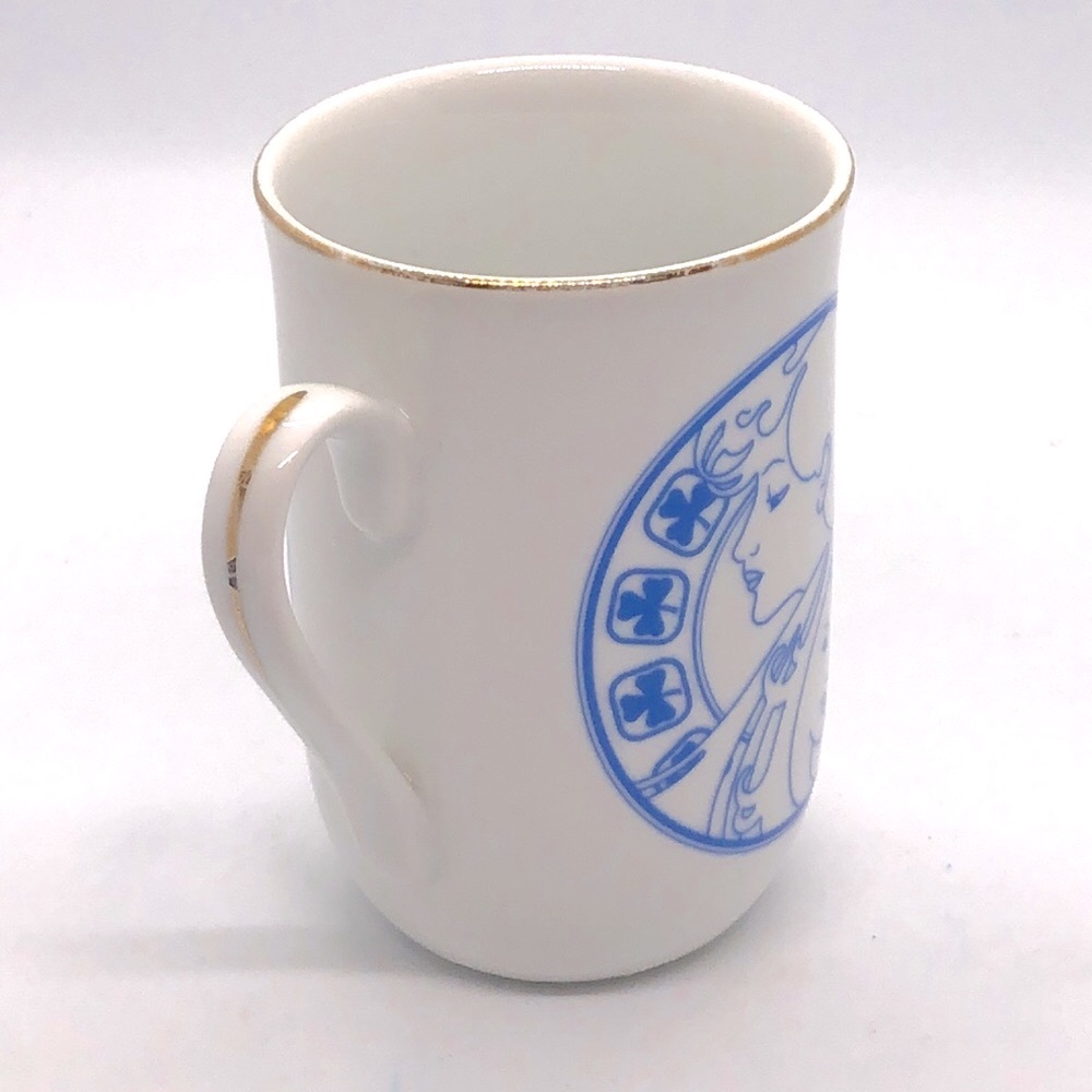 1970s Girl Guide Commemorative White Mug with Blue Logo and Girl Design - Picture 2 of 7
